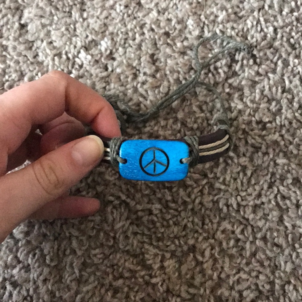 New bohemian blue peace sign bracelet
